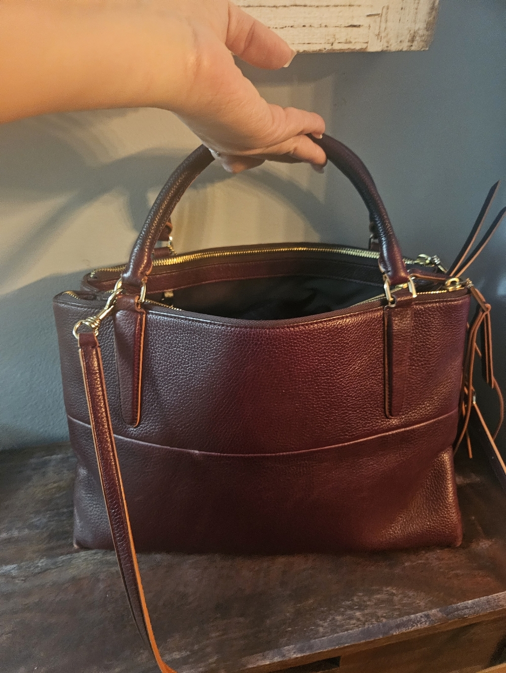 Coach Borough Pebbled Leather in Oxblood Burgundy - Picture 5 of 15